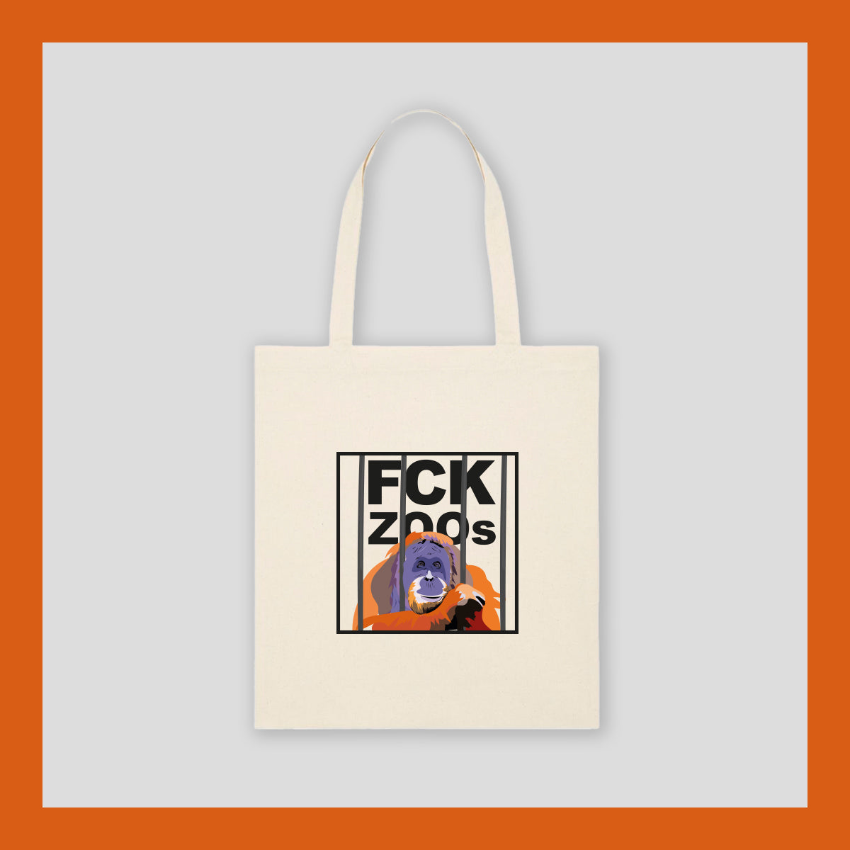 Bio-Baumwolltasche "FCK ZOOs" Orang-Utan