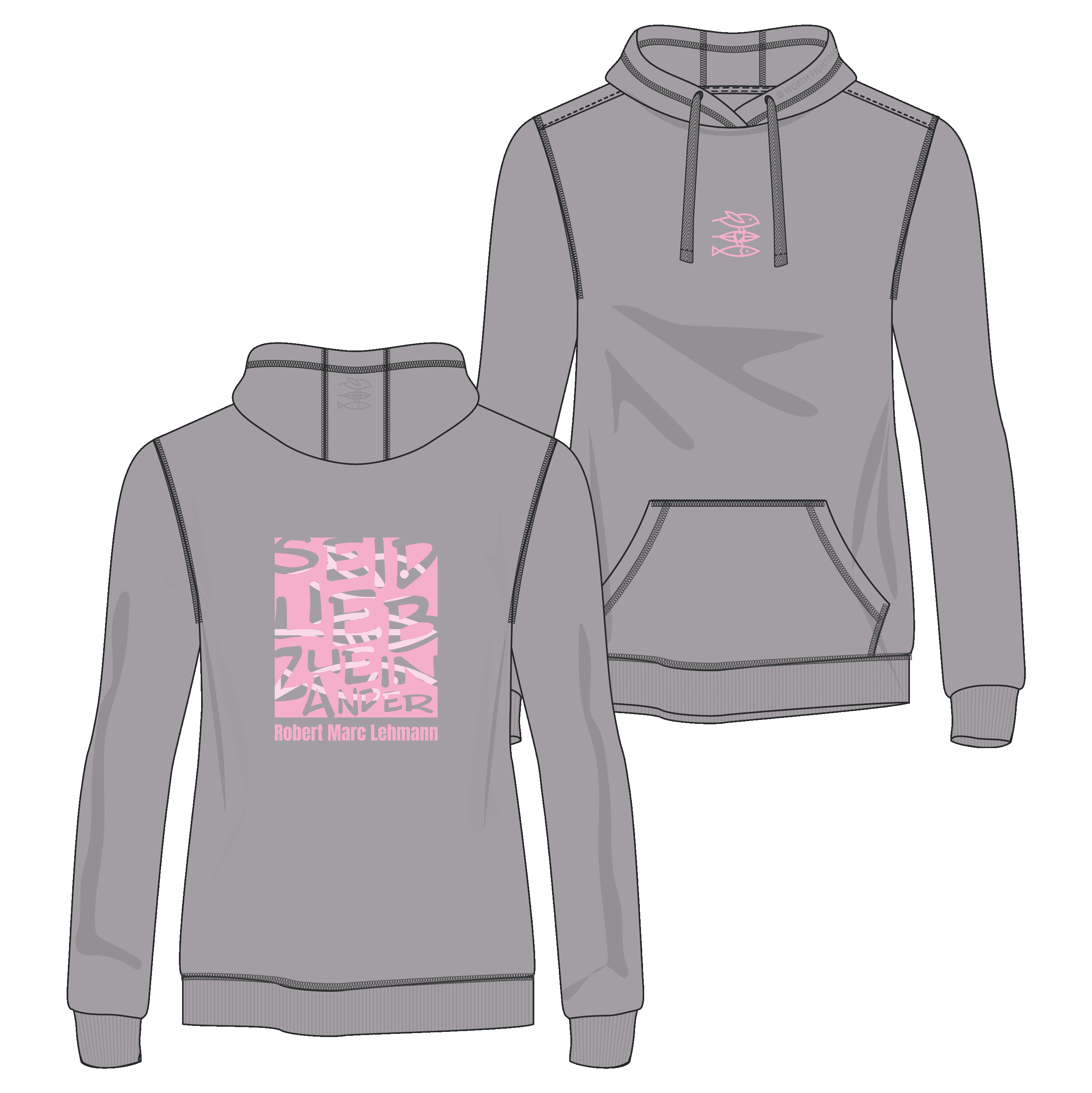Hoodie Women "Seid lieb zueinander" grey