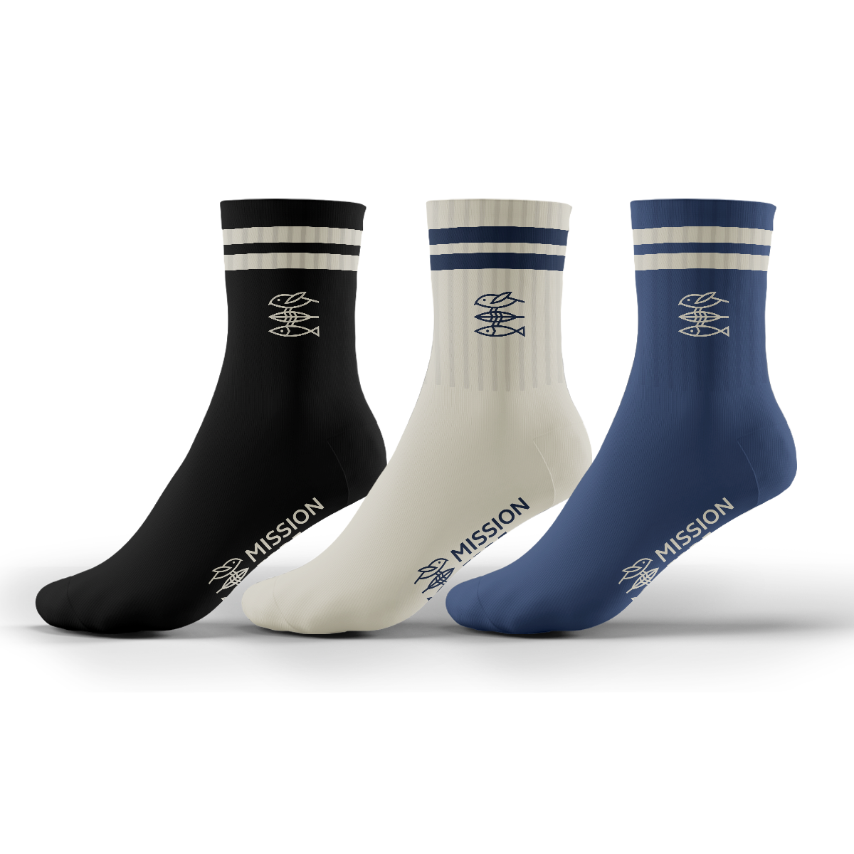 Sportsocken Black / Creme / Navy 3er Pack