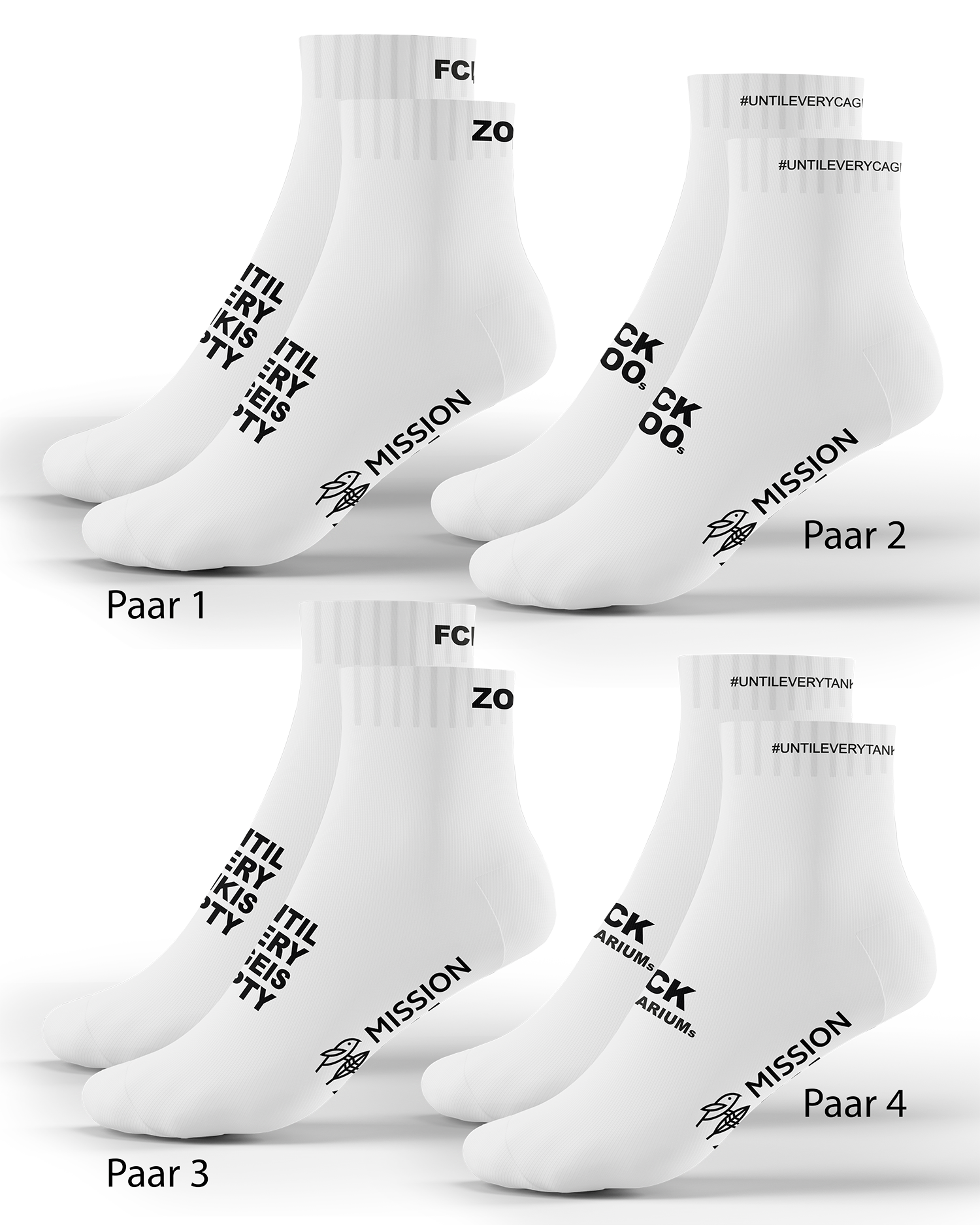Sneakersocken "FCK ZOOs/ FCK AQUARIUMs Edition" 4er-Pack