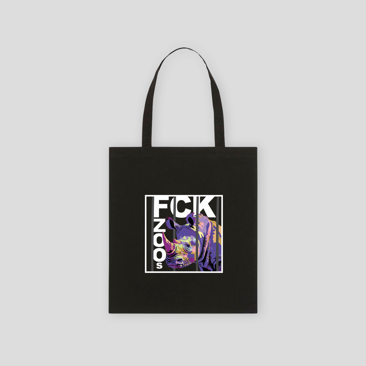 Bio-Baumwolltasche "FCK ZOOs" Nashorn