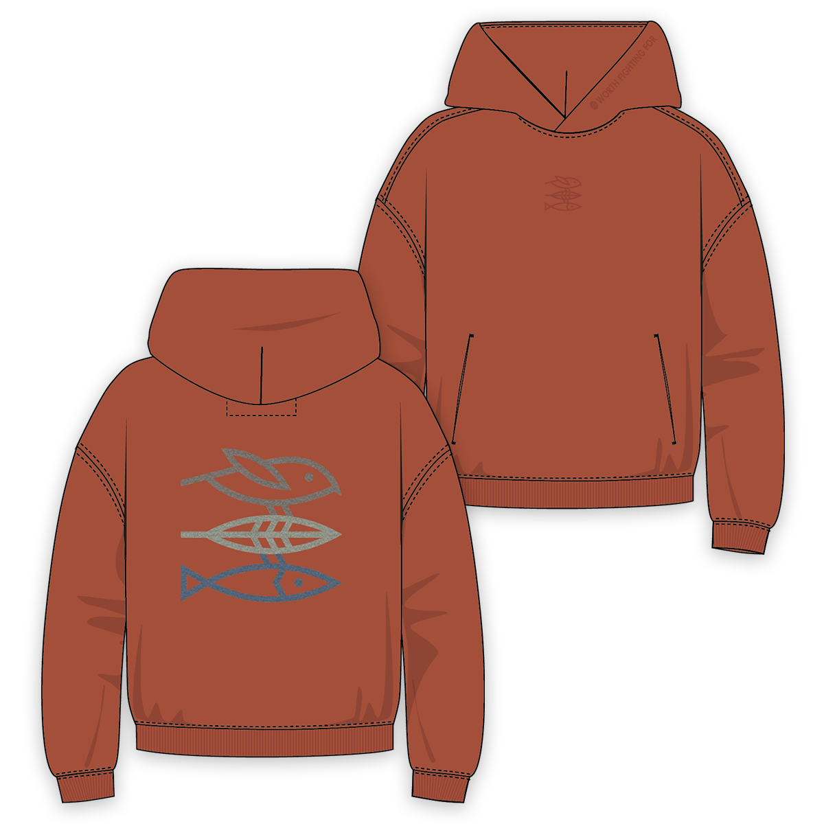 Hoodie Unisex "Mission Erde" brick