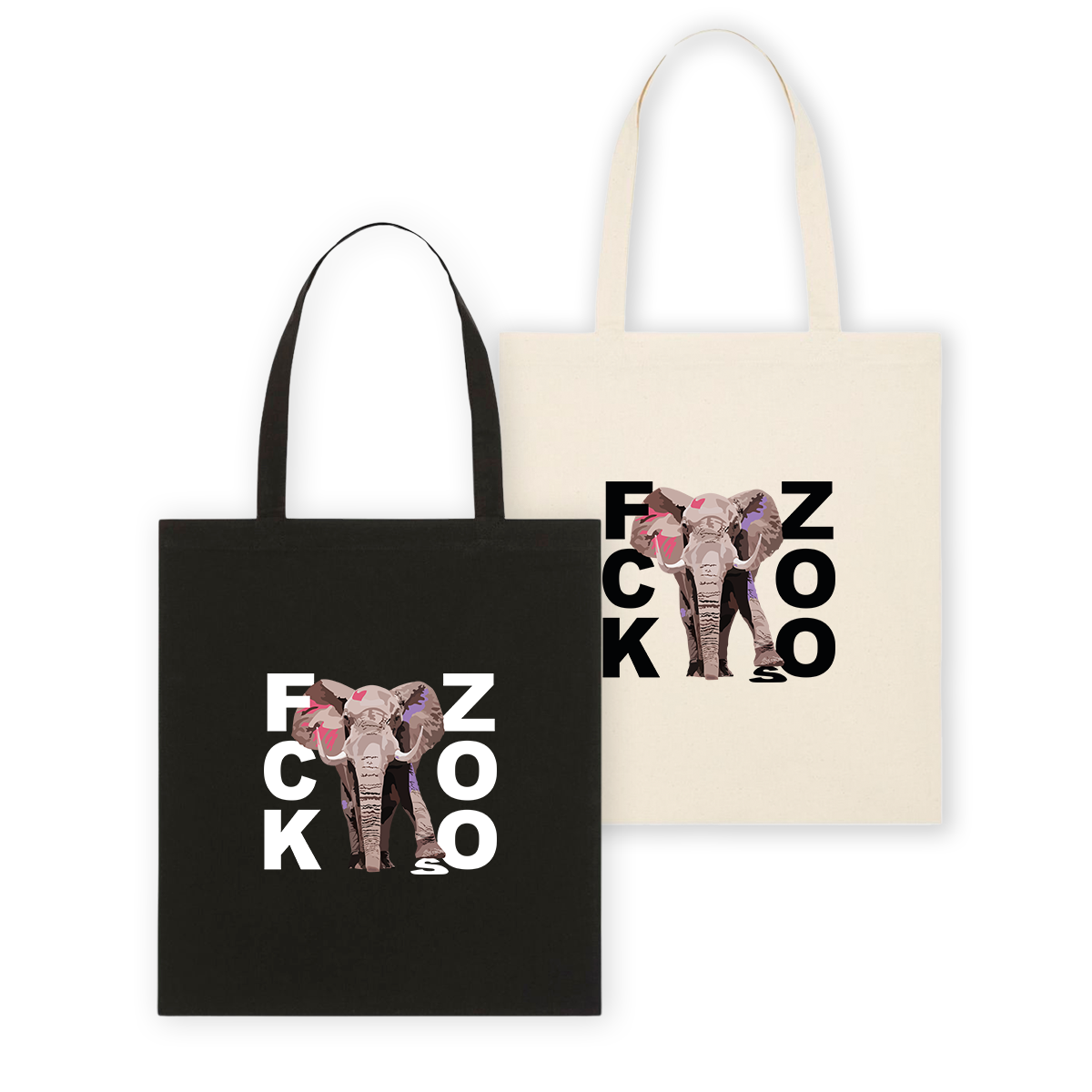Bio-Baumwolltasche "FCK ZOOs" Elefant