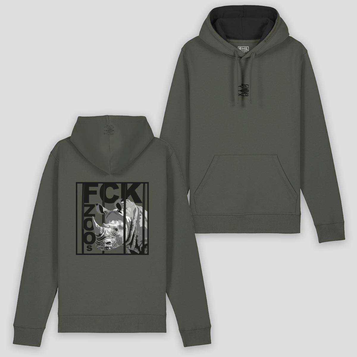 Hoodie "FCK ZOOs" Nashorn b/w