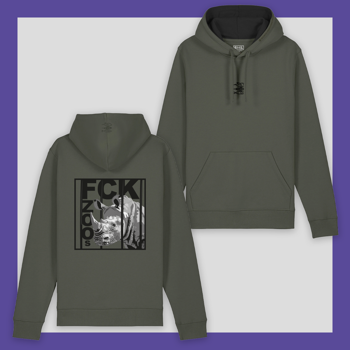 Hoodie "FCK ZOOs" Nashorn b/w