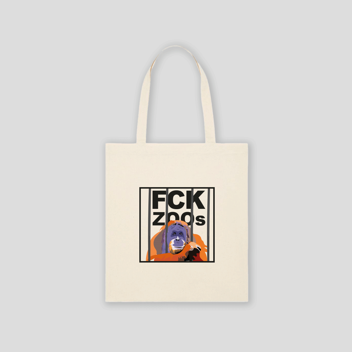 Bio-Baumwolltasche "FCK ZOOs" Orang-Utan