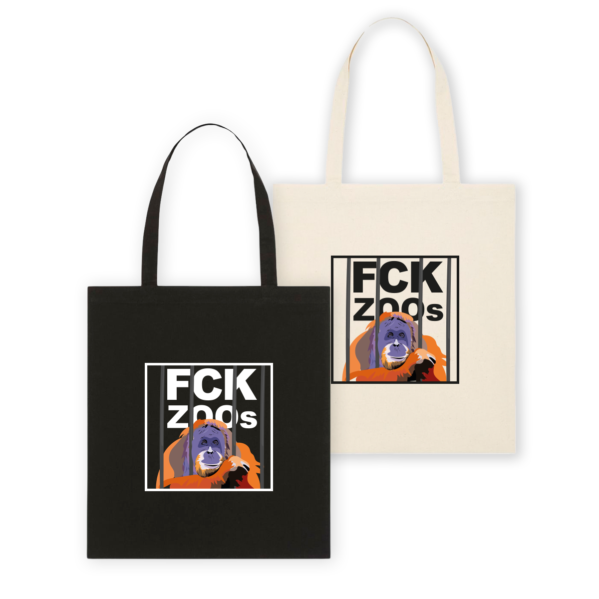 Bio-Baumwolltasche "FCK ZOOs" Orang-Utan