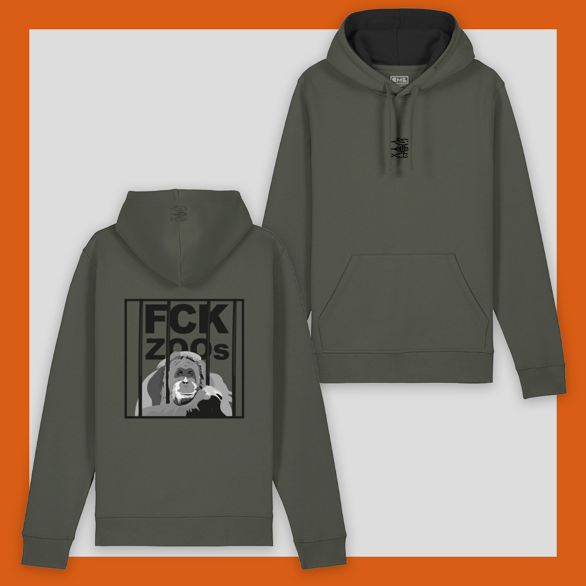 Hoodie "FCK ZOOs" Orang-Utan b/w