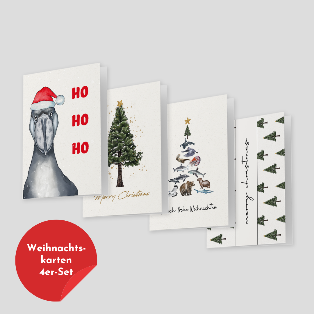 Weihnachtskarten 4er-Set "HO HO HO"