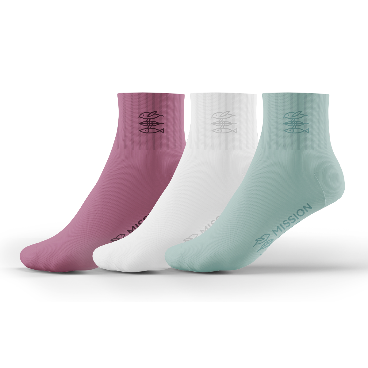 Sneakersocken Retro dusty pink / white / mint
