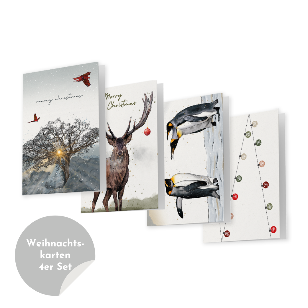Weihnachtskarten 4er Set "Natur"