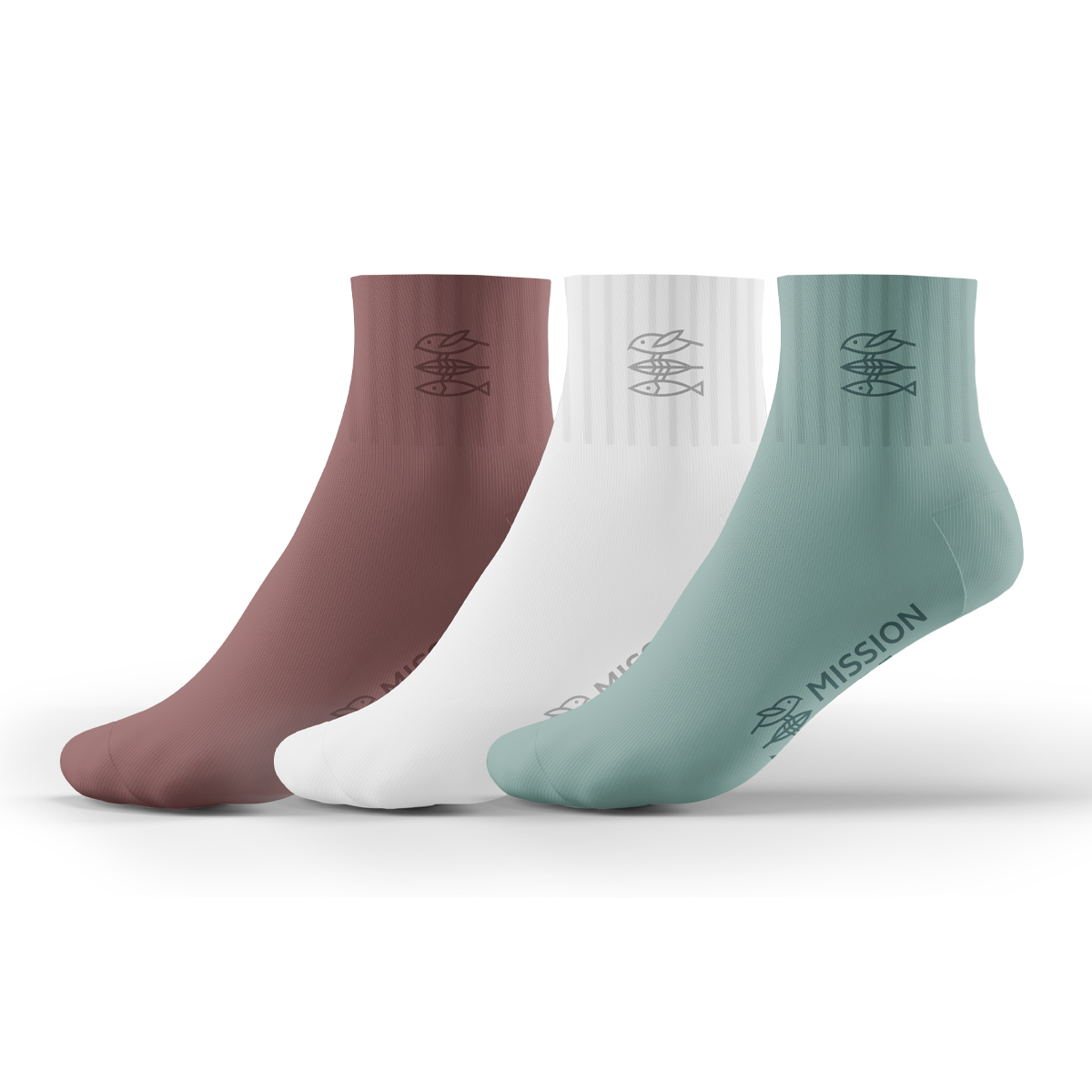 Sneakersocken Retro dusty pink / white / mint