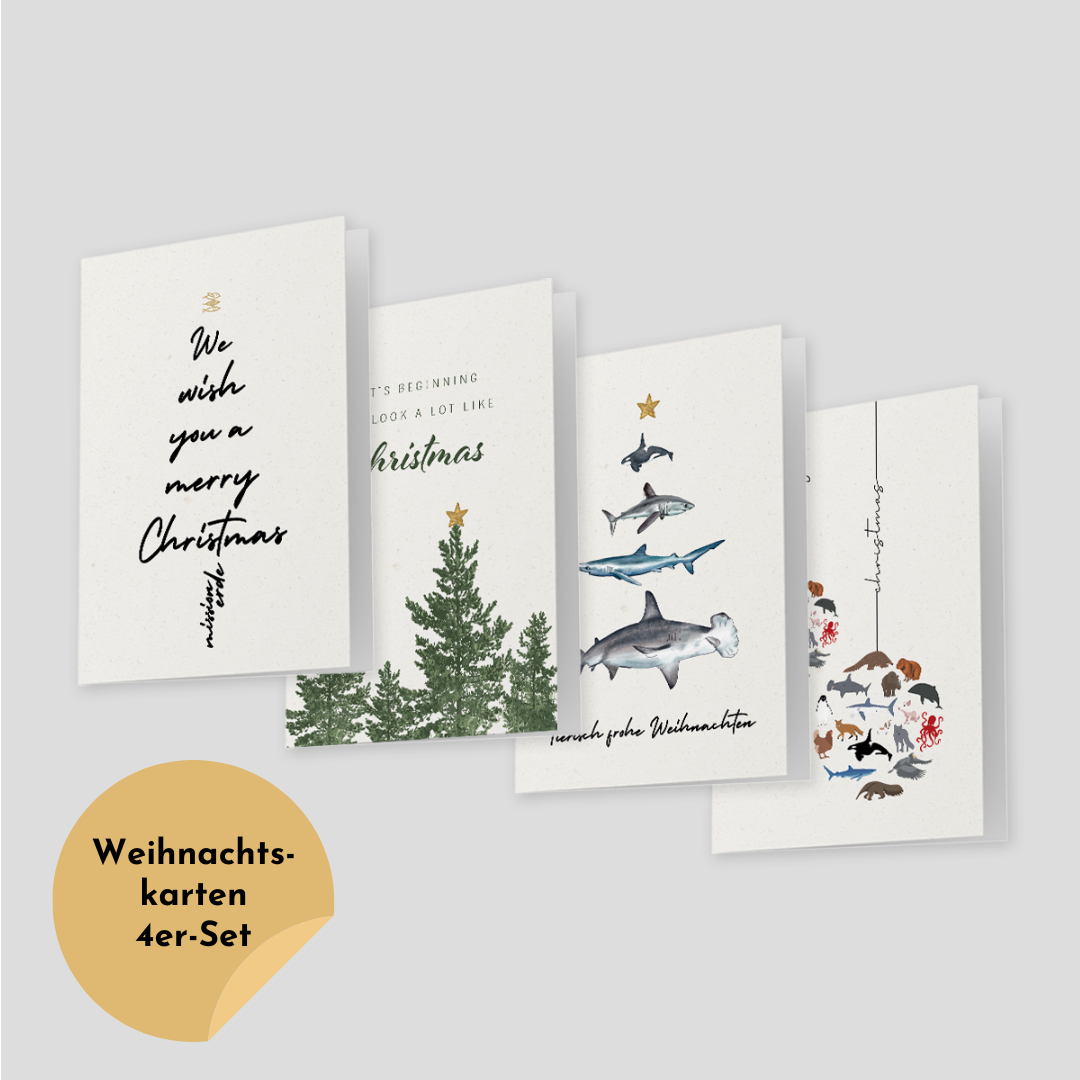 Weihnachtskarten 4er-Set "Merry Christmas"