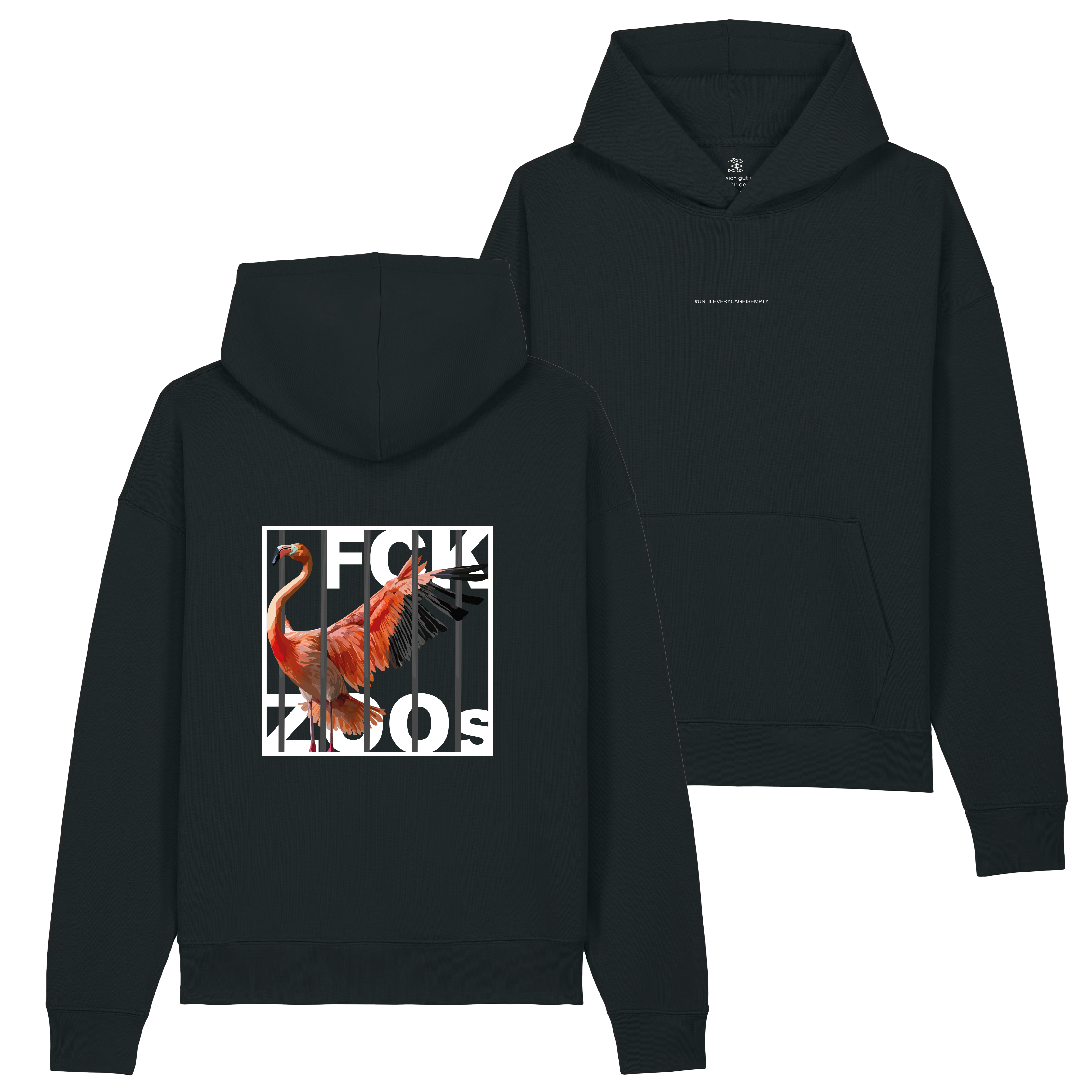Hoodie "FCK ZOOs" Flamingo black
