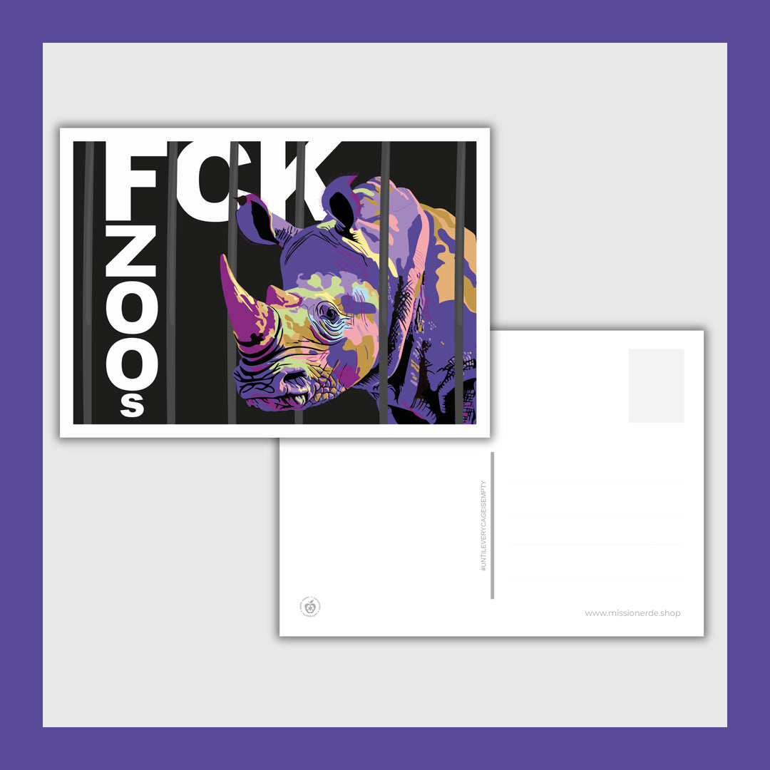 Postkarte "FCK ZOOs" Nashorn